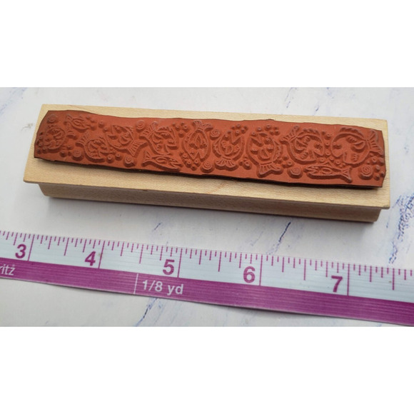 Fishy Friends School of Fish Wood Mounted Rubber Border Stamp - Picture 6 of 7